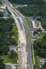 Work on the southbound US 19 roadway near Jump Court. Traffic is reduced to one lane in each direction on the northbound pavement. (August 10, 2020 photo)