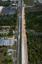 Looking north over US 19 towards Venable St. at construction of the new northbound alignment (3/8/2021 photo)