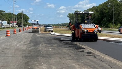 Paving new roadway turn lane (April 2023 photo)