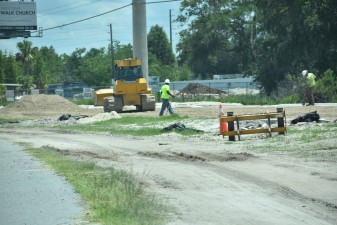 Reconstruction of eastbound SR 54 continues east of Curley Road (7-6-2022 photo)