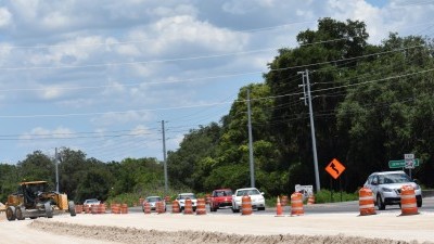 Building roadway base for new westbound SR 54 east of Morris Bridge Rd. / Eiland Blvd. (6/10/2021 photo)