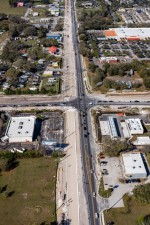 Looking west at widening for new eastbound SR 54 lanes at the Eiland Blvd./Morris Bridge Rd. intersection (2-16-2023 photo)
