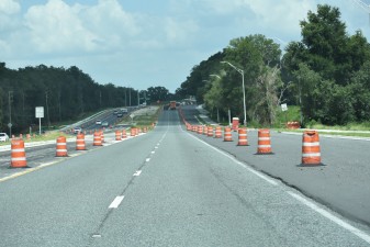 Looking east at SR 50 widening work west of the Kettering Road / Croom Rital Road intersection (8/17/2021 photo)