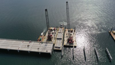 Image of Howard Frankland Bridge demolition work (Photo February 2026)