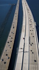 Howard Frankland Bridge Ongoing Demolition Work of Old Bridge Aerial View Tampa Side (Photo February 2026)