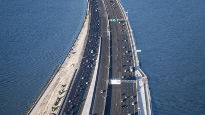 Image of Howard Frankland Bridge showing NB and SB traffic in Pinellas County (Photo March 2026)