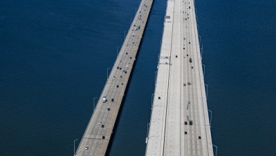 Image of Howard Frankland Bridge showing new express lanes (Photo July 2026)