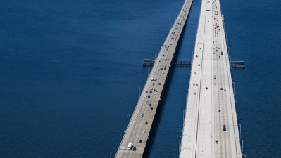 Image of Howard Frankland Bridge showing new express lanes (Photo July 2026)