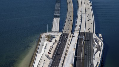 Howard Frankland Bridge Ongoing Demolition Work of Old Bridge Aerial View Tampa Side (Photo January 2026)