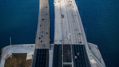 Image of Howard Frankland Bridge prior to opening of new express lanes from Tampa (Photo May 2026)