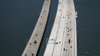Image of Howard Frankland Bridge showing new express lanes and shared use path (Photo June 2026)