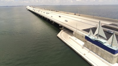Image of Howard Frankland Bridge looking southbound approaching St. Petersburg (Photo May 2026)