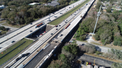 Bridge construction over Woodberry Road of new entrance ramp from SR 60 onto northbound I-75 (2/3/20 photo)