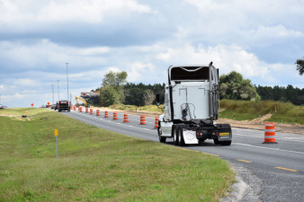 Construction along eastbound SR 50 approaching I-75 (October 26, 2020 photo)