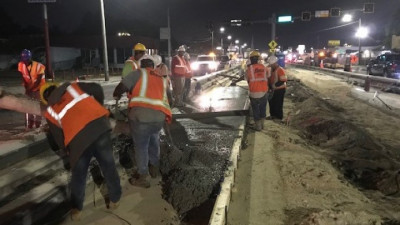 Pouring concrete pavement --- February 2020