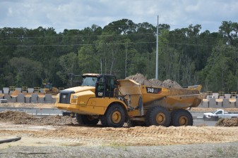 Hauling dirt for ramp construction (9/9/2021 photo)