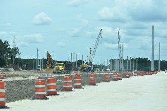 Roadway and bridge construction at Overpass Road and I-75 (6/17/2021 photo)