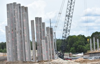 Concrete piles installed for I-75 bridge foundations (6/17/2021 photo)