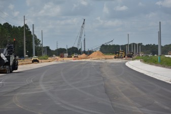 Looking west from Boyette Road at the reconstruction and widening of Overpass Road (9/8/2021 photo)