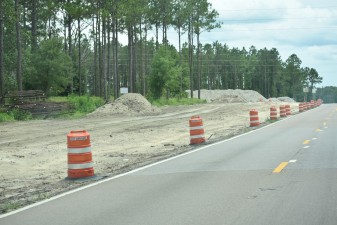 Early widening work along Old Pasco Road at Overpass Road, west of I-75 (6/17/2021 photo)