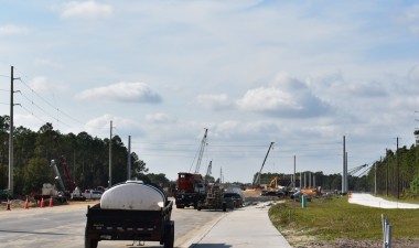 Looking west from Boyette Road at reconstruction of Overpass Road (12/9/2021 photo)