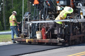 Asphalt paving on westbound Overpass Road (8/15/2022 photo)