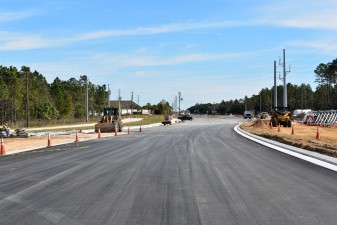 Looking east towards Boyette Road at Overpass Road reconstruction (1/24/2022 photo)