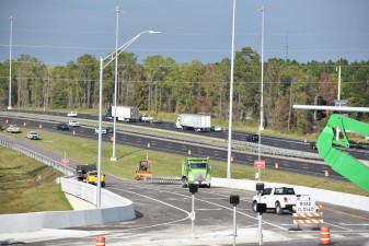 Construction is nearing completion on the southbound I-75 exit ramp to Overpass Road (12/12/2022 photo)