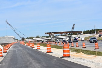 Looking north at interchange construction from the southbound entrance ramp onto I-75 (1/24/2024 photo)