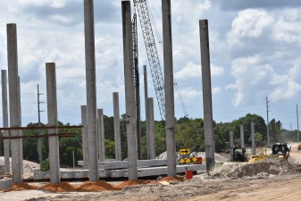 Bridge piling installation at new I-75 interchange at Overpass Road (3/31/2021 photo)