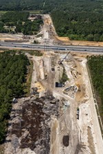 Looking west at Overpass Road and new interchange construction at I-75 (4/14/2021 photo)