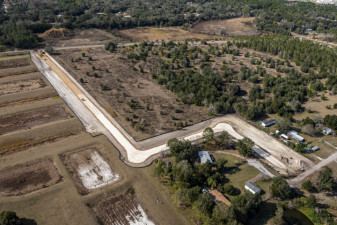 Looking northwest at construction of the Blair Drive extension to Old Pasco Road at the top of the picture. (Photo taken 1/14/2021)