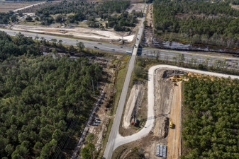 Looking west over Overpass Road at I-75. Construction on the right is the realignment of McKendree Road. (Photo taken 1/14/2021)