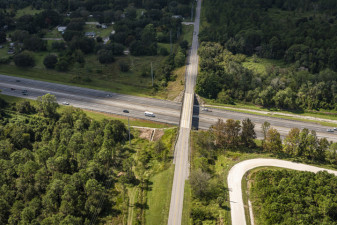 Looking west at Overpass Road over I-75 prior to construction of the new interchange (October 15, 2020 photo)
