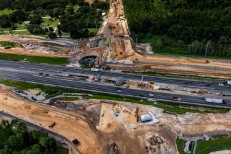 Looking west over Overpass Road and new interchange construction at I-75 (9/15/2021 photo)