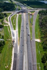 Looking north over I-75 at construction of the new Overpass Road interchange (7/18/2022 photo)