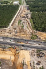 Looking east over Overpass Road at I-75 interchange construction (6/15/2021 photo)