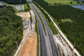 Interchange construction north of Overpass Road (7/15/2021 photo)