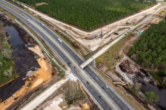 Looking northeast over I-75 at Overpass Road. The Overpass Rd. Bridge over southbound I-75 has been removed. (2/15/2021 photo)