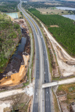 Looking north over I-75 at Overpass Road. The Overpass Rd. Bridge over southbound I-75 has been removed. (2/15/2021 photo)