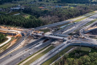 Looking southeast at construction of the new I-75 interchange at Overpass Road (1/17/2022 photo)