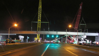 Very large steel girders are installed over Ulmerton Road at Roosevelt Boulevard (Feb. 2020 photo)