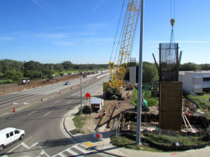 Building a bridge column at 118th Avenue on the east side of US 19