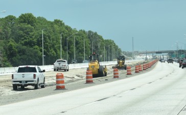 Looking north at express lane construction in the median of I-275 (6-5-2023 photo)