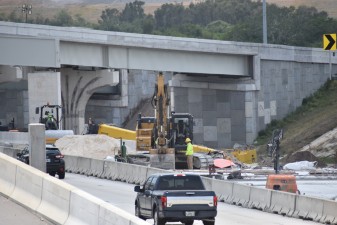 Construction at the I-275 Roosevelt Boulevard/118th Ave./new SR 690 interchange  (5-9-2023 photo)