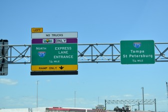 When the new toll roads open, traffic coming from SR 686A or SR 690 will have the choice of entering I-275 express or regular lanes (3-22-2023 photo)