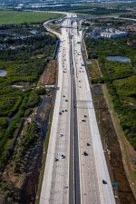Looking southwest over I-275 towards Roosevelt Blvd. at roadway widening for express lanes in the median (1-17-2024 photo)