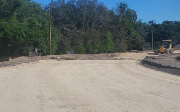 First lift of base material on the CR 52 connector road (3-14-2023 photo)