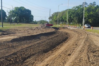 Pond grading near the Curley Road intersection (3-9-2023 photo)