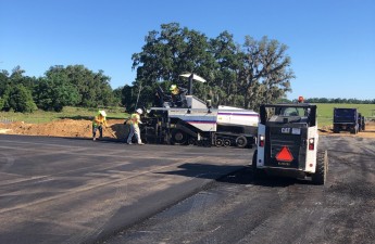 Paving asphalt base for a portion of the new SR 52 alignment (5/7/2021 photo)